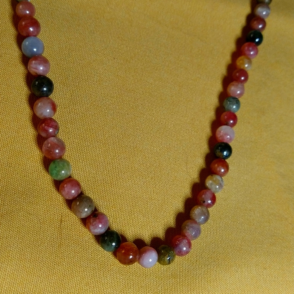 MEN'S📌SOLID STERLING TOURMALINE (MULTI) 18" NECKLACE. (TOUR-15010708)18"